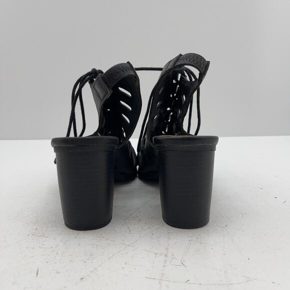 Women Open Toe Lace Up Block Stacked Chunky Heel Slingback Soda Sandal Sz 9 - Picture 5 of 11